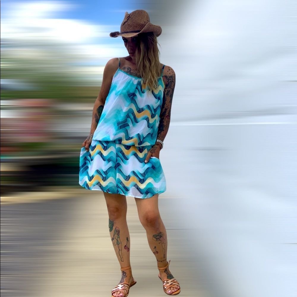 S Twelve blouson shorts romper chiffon overlay beach summer